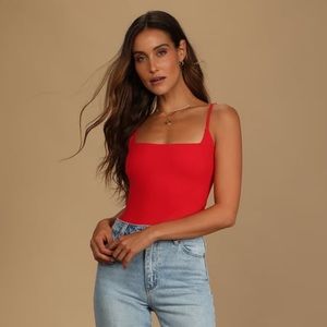 Lulu’s red bodysuit